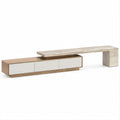 Mobile TV rettangolare in rovere chiaro e bianco, 240 x 40 x 55 cm