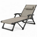 Sdraio reclinabile e pieghevole beige e nera 165 x 65 x 110 cm