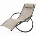 Sdraio a dondolo reclinabile con poggiatesta in acciaio e textilene, 100 x 65 x 95 cm, Beige/Nero