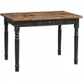 Tavolo rettangolare in legno massello marrone scuro e nero con cassetto, 120 x 70 x 76 cm