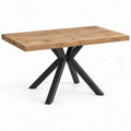 Tavolo da pranzo rettangolare allungabile in rovere massello e acciaio nero, 160-200 x 90 x 76 cm
