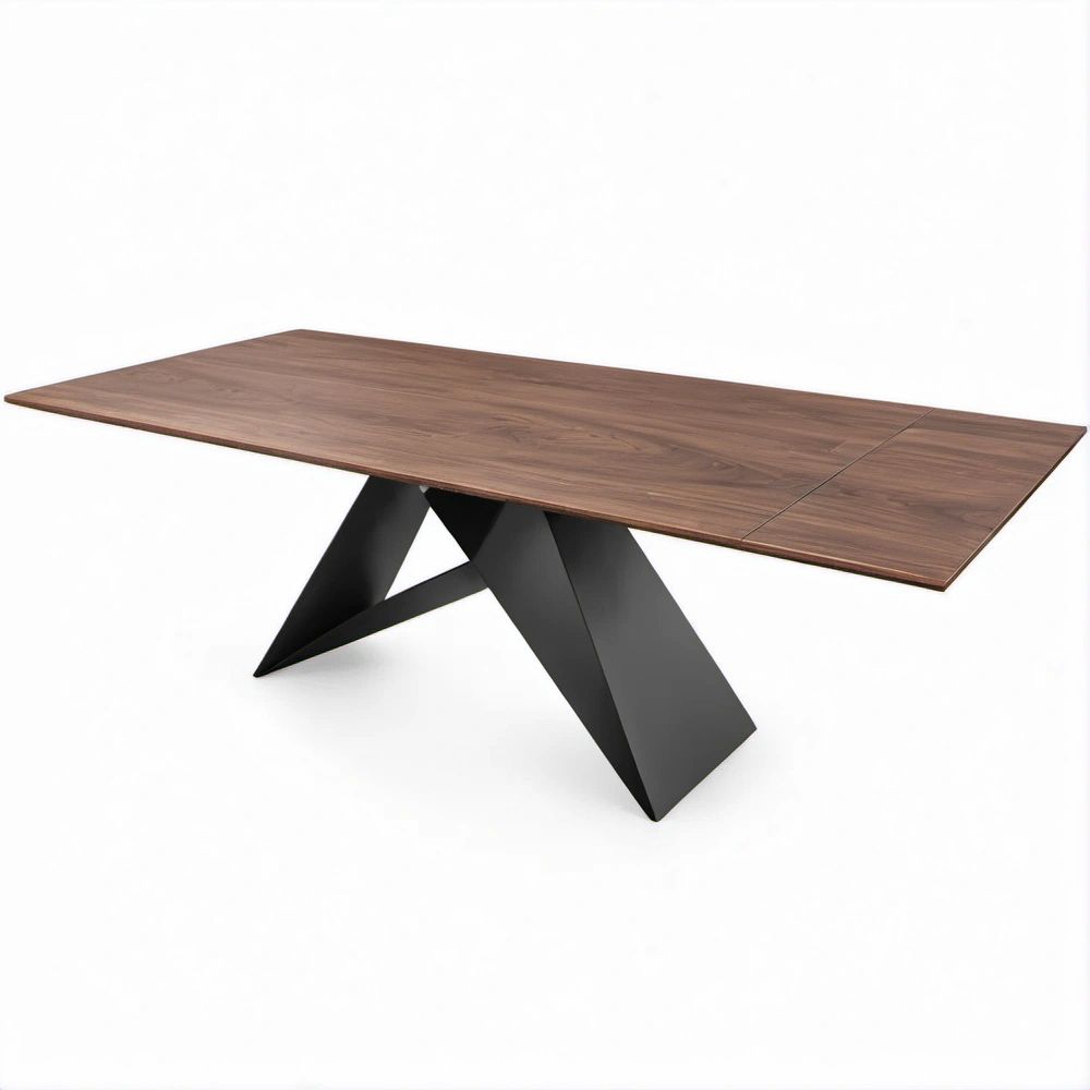 Tavolo da pranzo rettangolare allungabile effetto noce e nero, 160-200 x 90 x 75 cm
