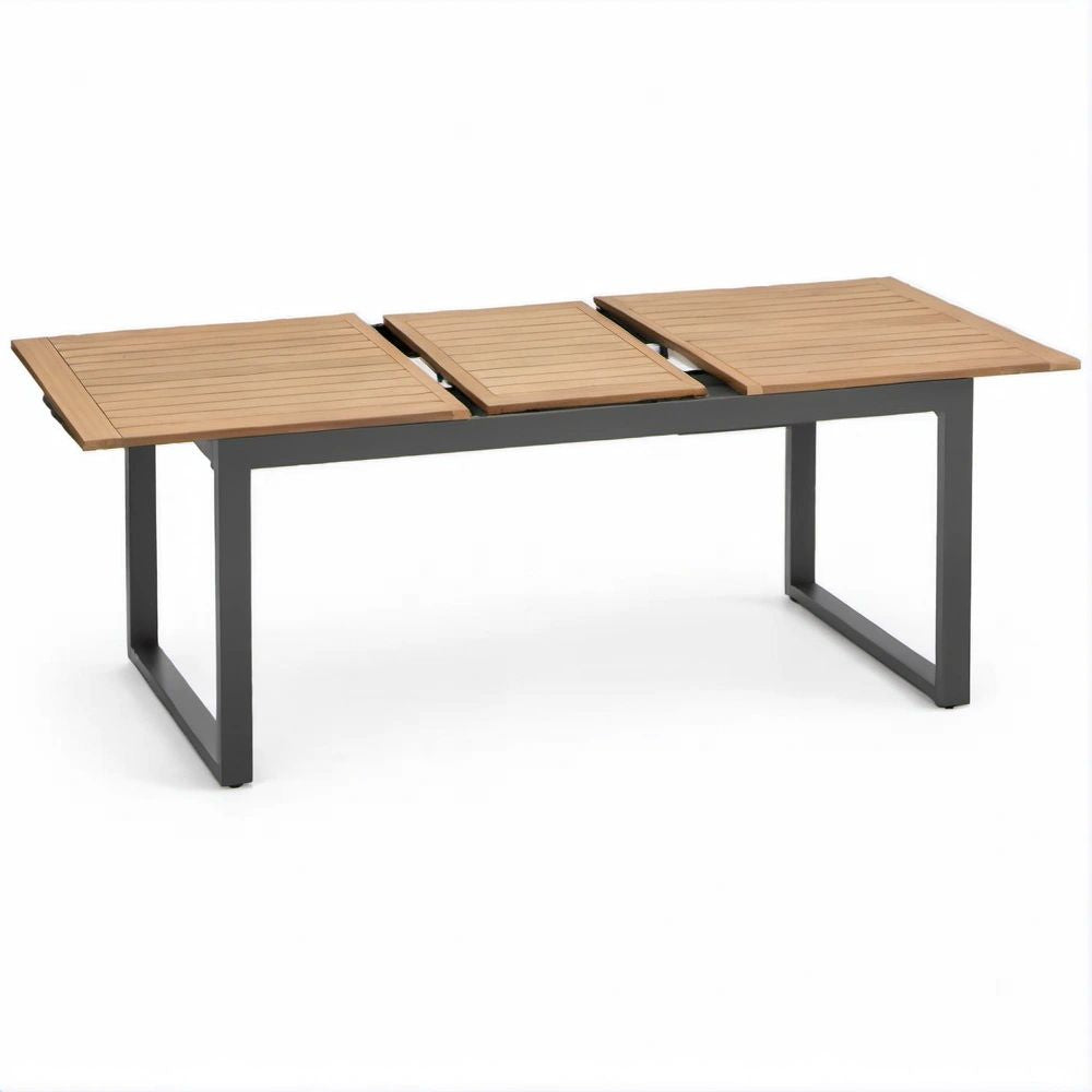Tavolo da pranzo estensibile rettangolare in eucalipto e acciaio Marrone/Antracite, 180-240 x 90 x 75 cm