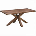 Tavolo da pranzo rettangolare in legno massello di acacia marrone 180 x 90 x 76 cm