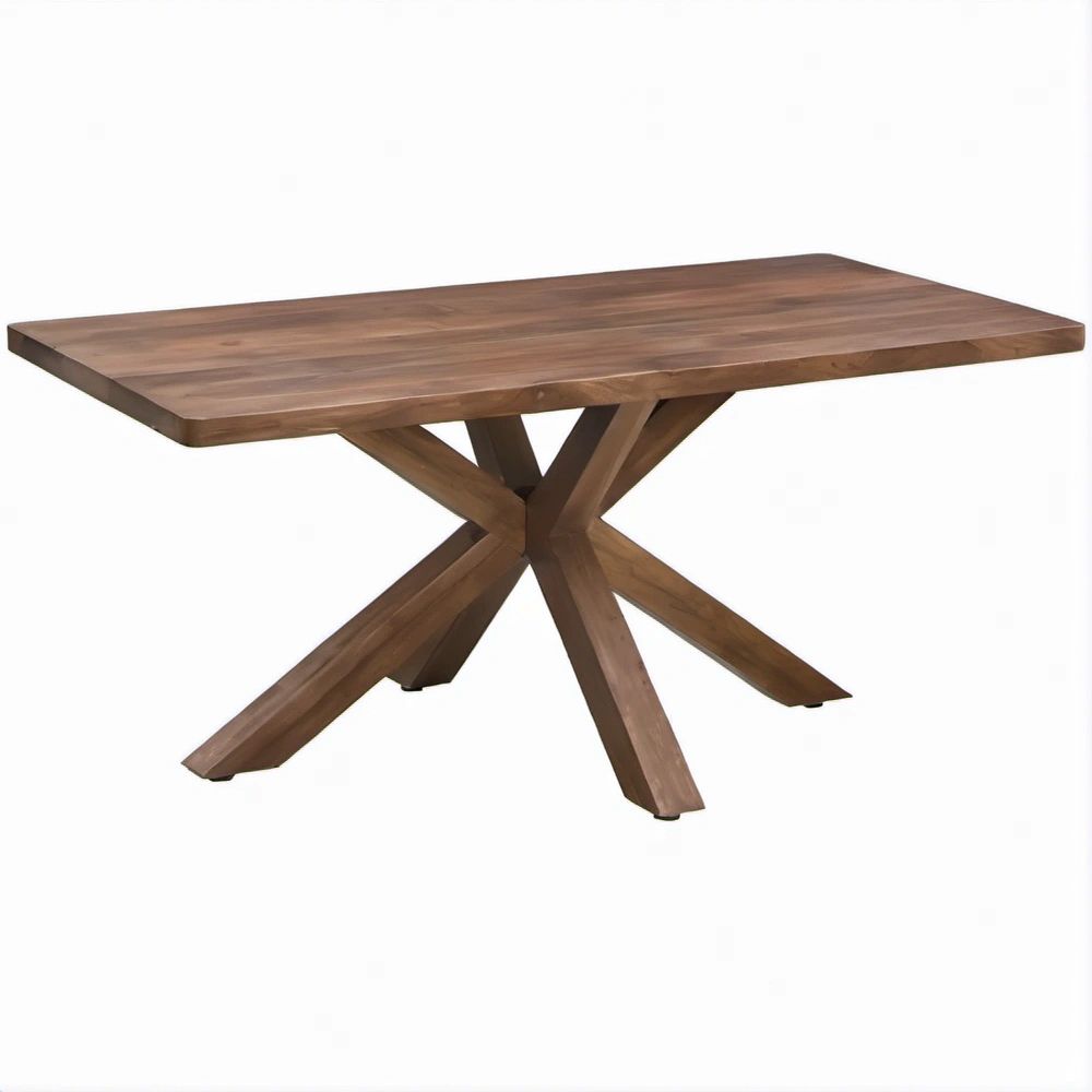 Tavolo da pranzo rettangolare in legno massello di acacia marrone 180 x 90 x 76 cm