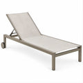 Lettino prendisole reclinabile con ruote in alluminio e textilene Tortora 200 x 65 x 35 cm