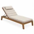 Lettino prendisole reclinabile in teak massello naturale con cuscino beige, 200 x 70 x 30 cm