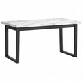 Tavolo da pranzo rettangolare 120 x 70 x 75 cm effetto marmo bianco con struttura in acciaio nero