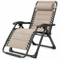 Sedia reclinabile pieghevole a gravità zero Beige e Nero 165 x 65 x 110 cm