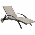 Lettino prendisole reclinabile con ruote Beige/Nero in alluminio e textilene 194 x 65 x 92 cm