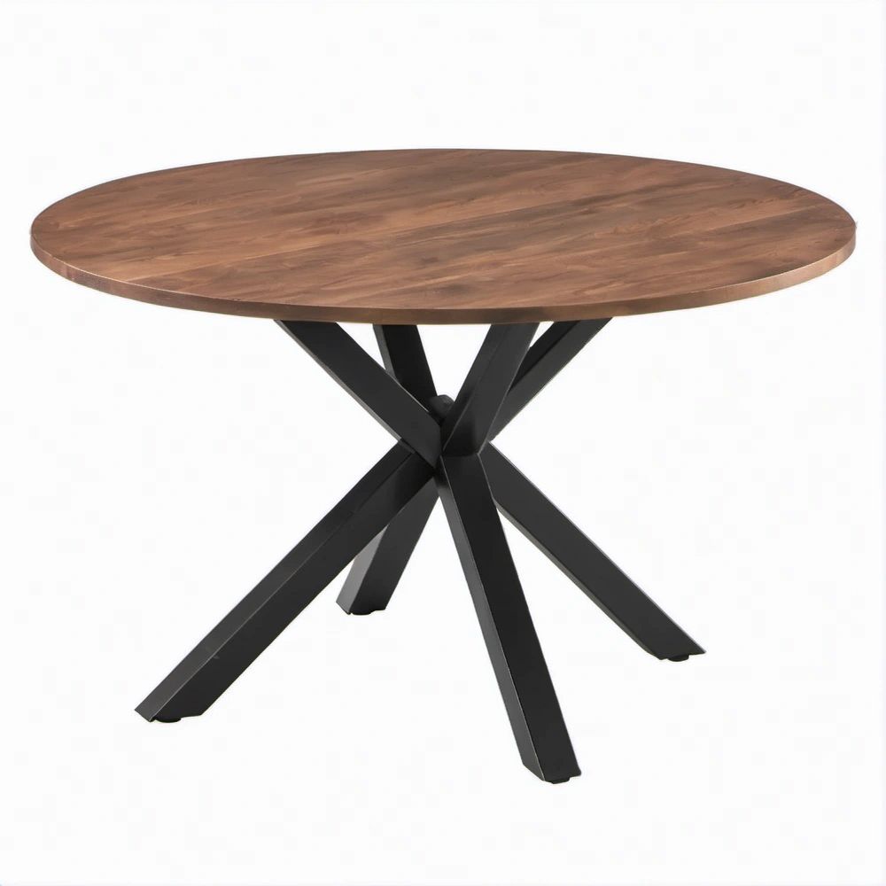 Tavolo da pranzo rotondo Ø 120 cm Marrone Noce e Nero, altezza 75 cm