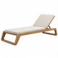 Lettino prendisole reclinabile in teak massello naturale e beige 200 x 70 x 35 cm